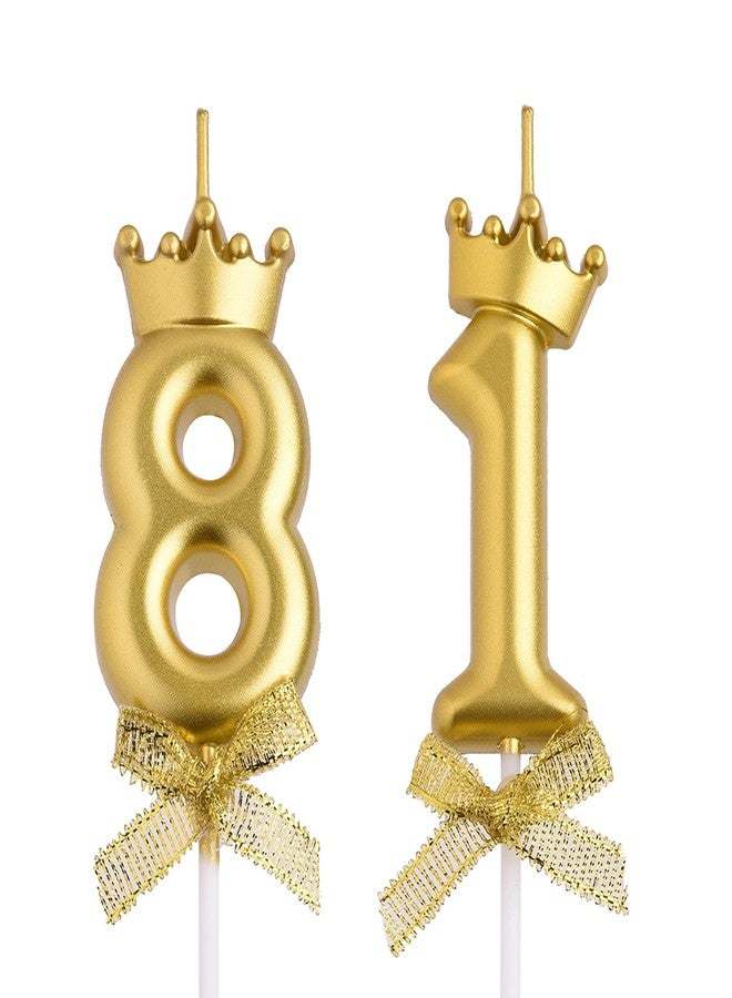 VSHILI 81st Birthday Candles, Gold 81 Year Old Number Birthday Candles, Happy Birthday Party Cake Topper Decoration Gifts for Women Men - Image 1
